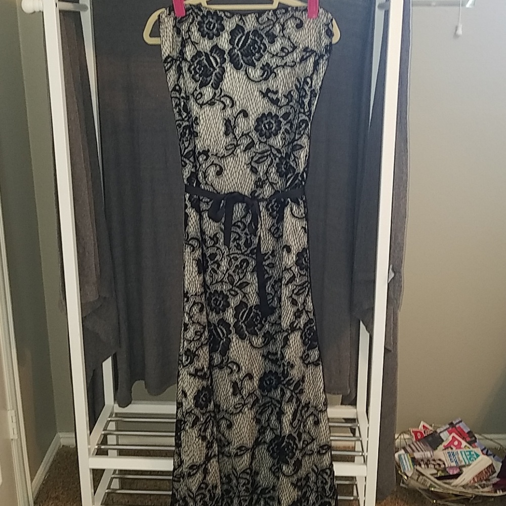 Strapless lace gown